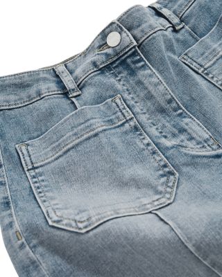Sakura Flare Patch Pocket Jeans in Light Blue