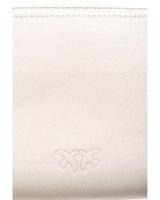 Horizontal Flat Mini White Leather Wristlet