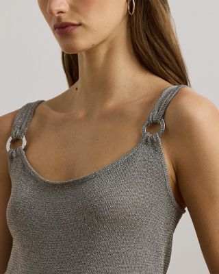 Ring Trim Metallic Sweater Tank Top