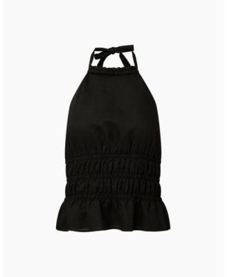 Air Linen Smocked Halter Top