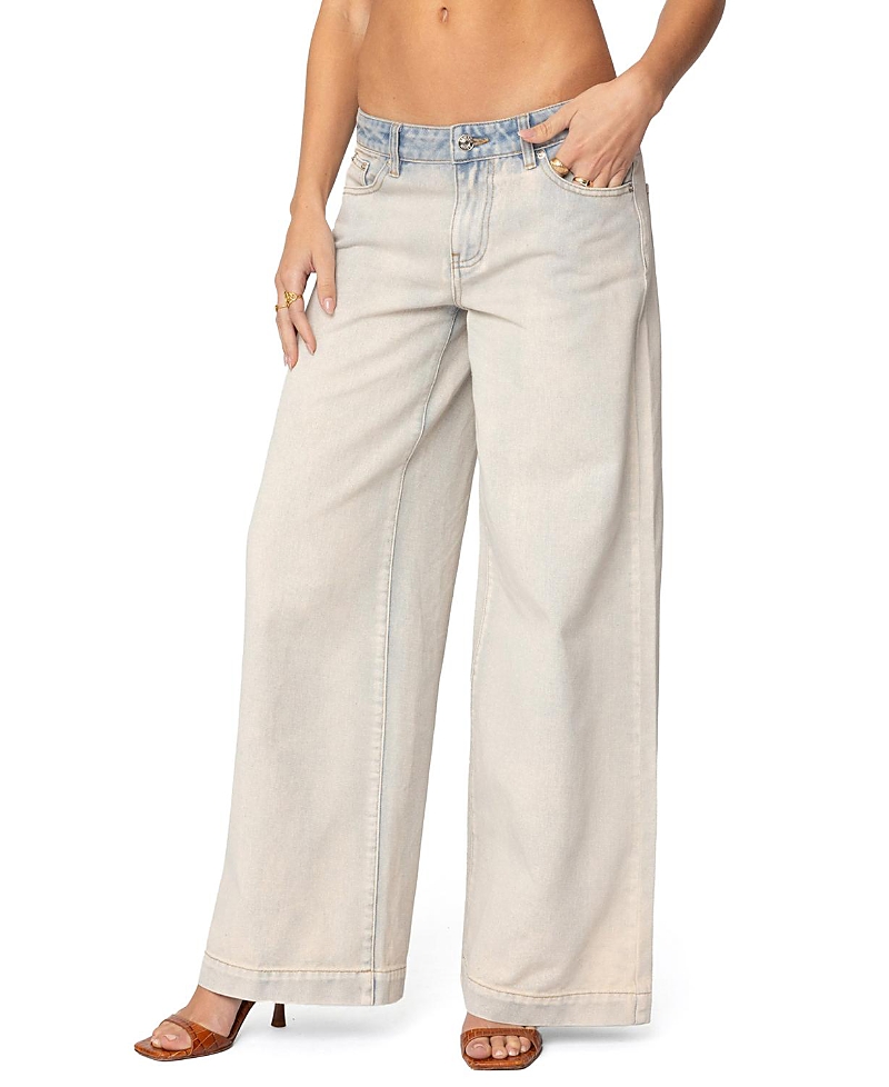Shop Edikted Rhiannon Light Rinse Washed Wide Leg Jeans