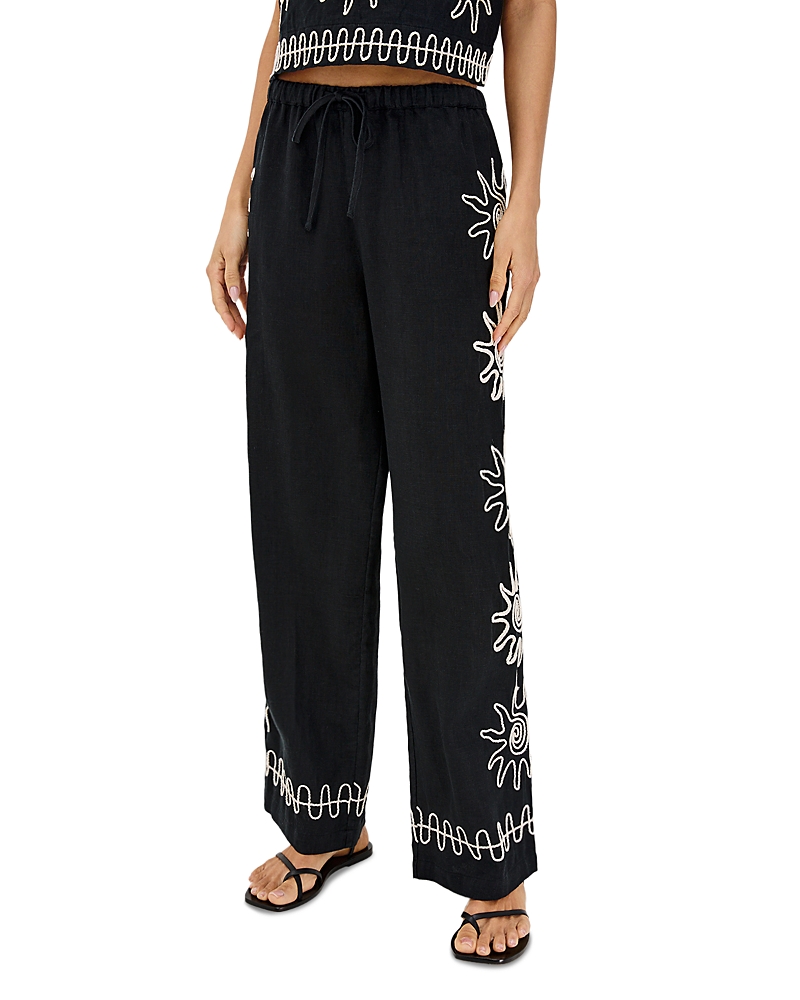 Rails Emmie Drawstring Wide Leg Linen Pants In Black