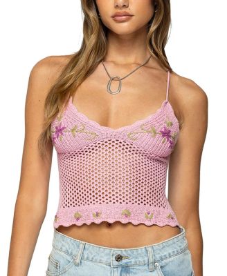 Edikted - Quince Backless Embroidered Crochet Top