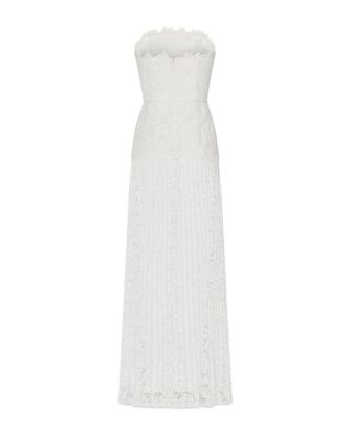 Norelle Strapless Mixed Laces Pleated Dress