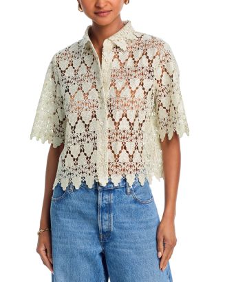 トップス S framed lace tops FRAME Lace Short Sleeve Shirt | Bloomingdale's