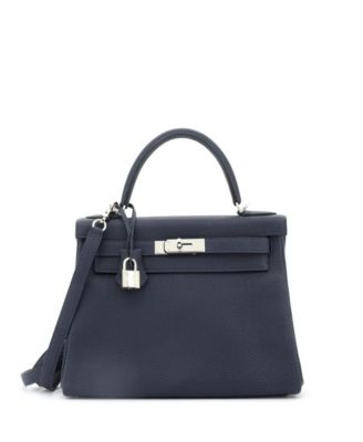 Pre-Owned HERMÈS - Kelly 28 Handbag Blue Togo with Palladium Hardware