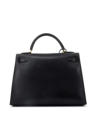 Kelly 32 Handbag Black Box Calf with Gold Hardware