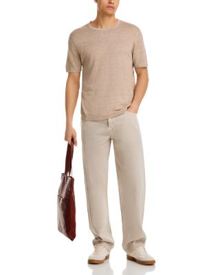 Mouline Short Sleeved Linen Blend Crewneck Tee  