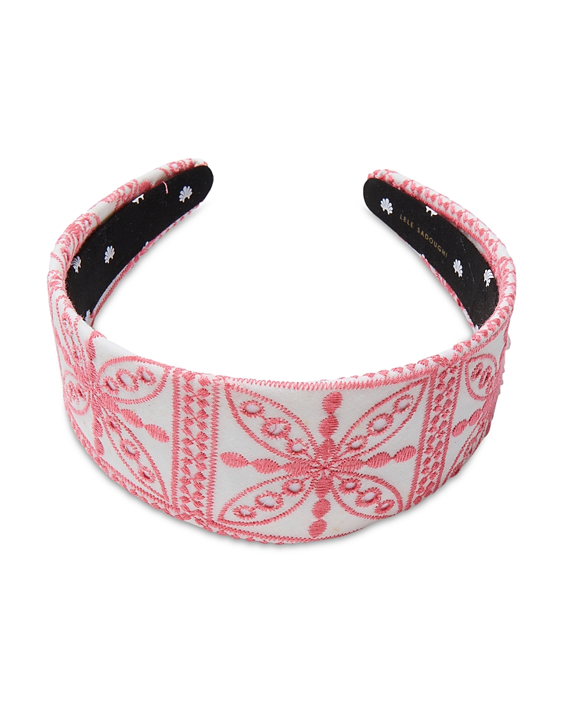 Lele Sadoughi Brigitte Floral Eyelet Headband In Pink