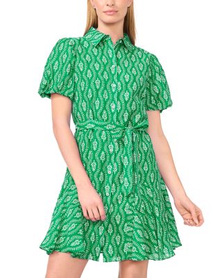 CeCe - Flowy Shirt Dress with Waist Tie