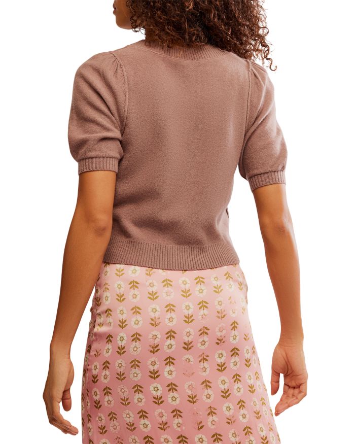 Isla Wool Blend Solid Short Sleeve Cardigan
