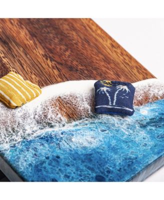 The Beach Epoxy Resin Mahogany Pathfinder ART Mini Tabletop Cornhole Game