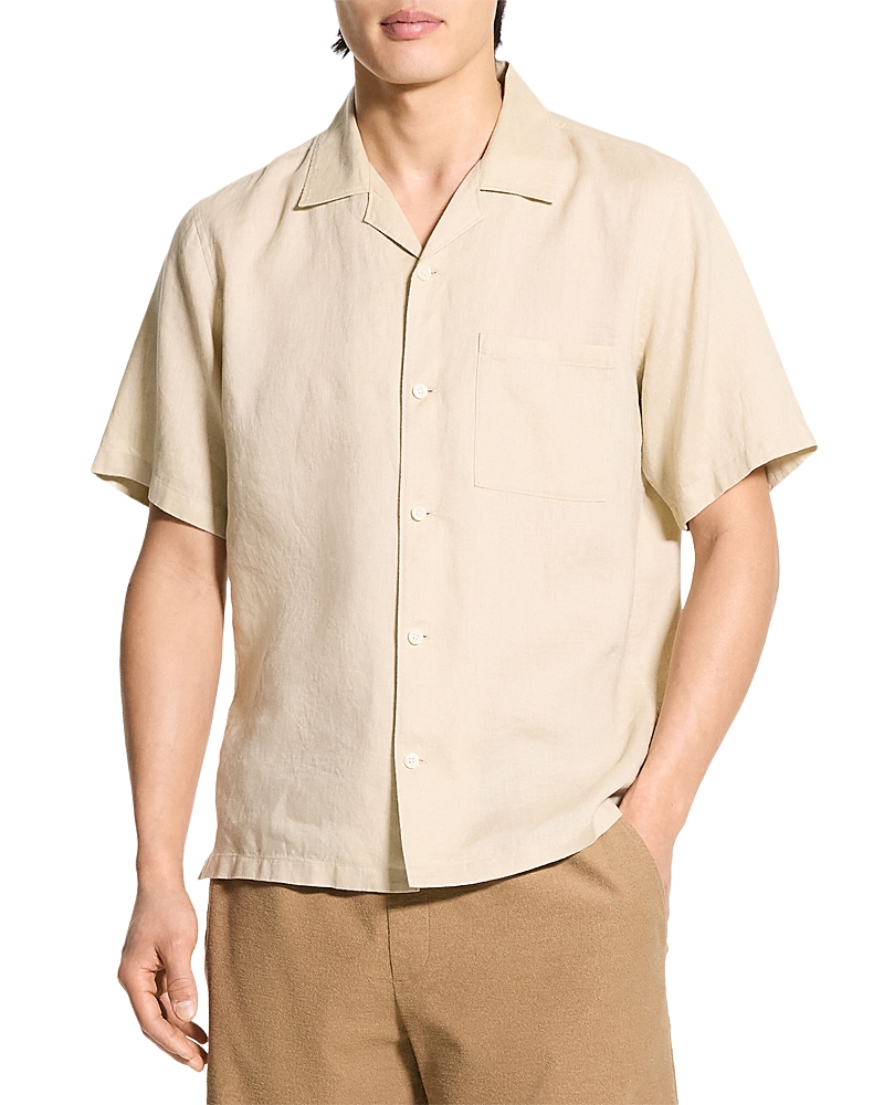 Theory Noll Short Sleeve Button Front Linen Camp Shirt