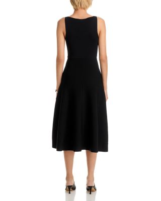 V Neck Knit Fit and Flare Midi Dress