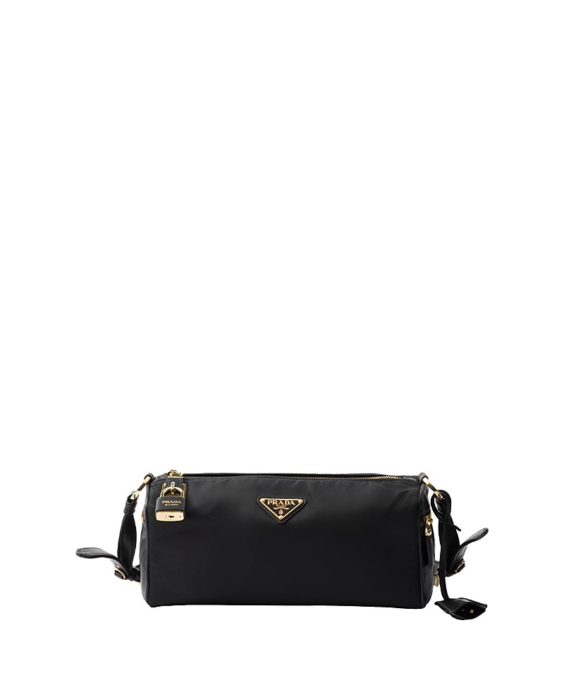 Prada Medium Shoulder Bag In Re-nylon And Leather In Black