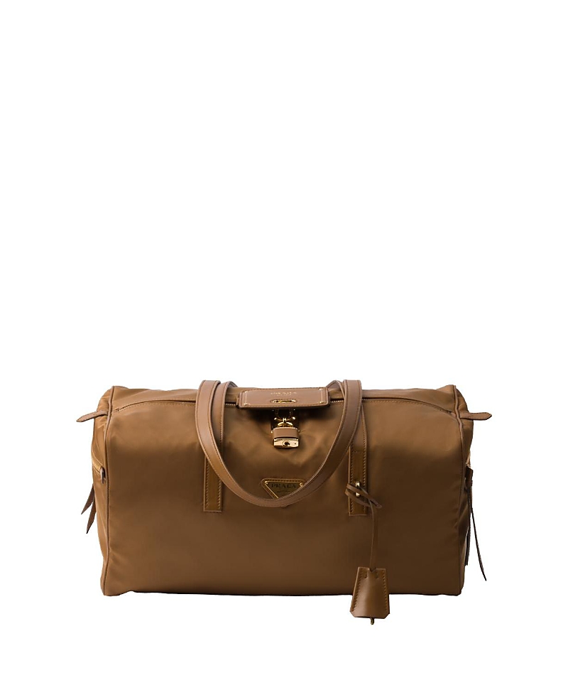 Shop Prada Large Re-nylon Top-handle Bag With Padlock