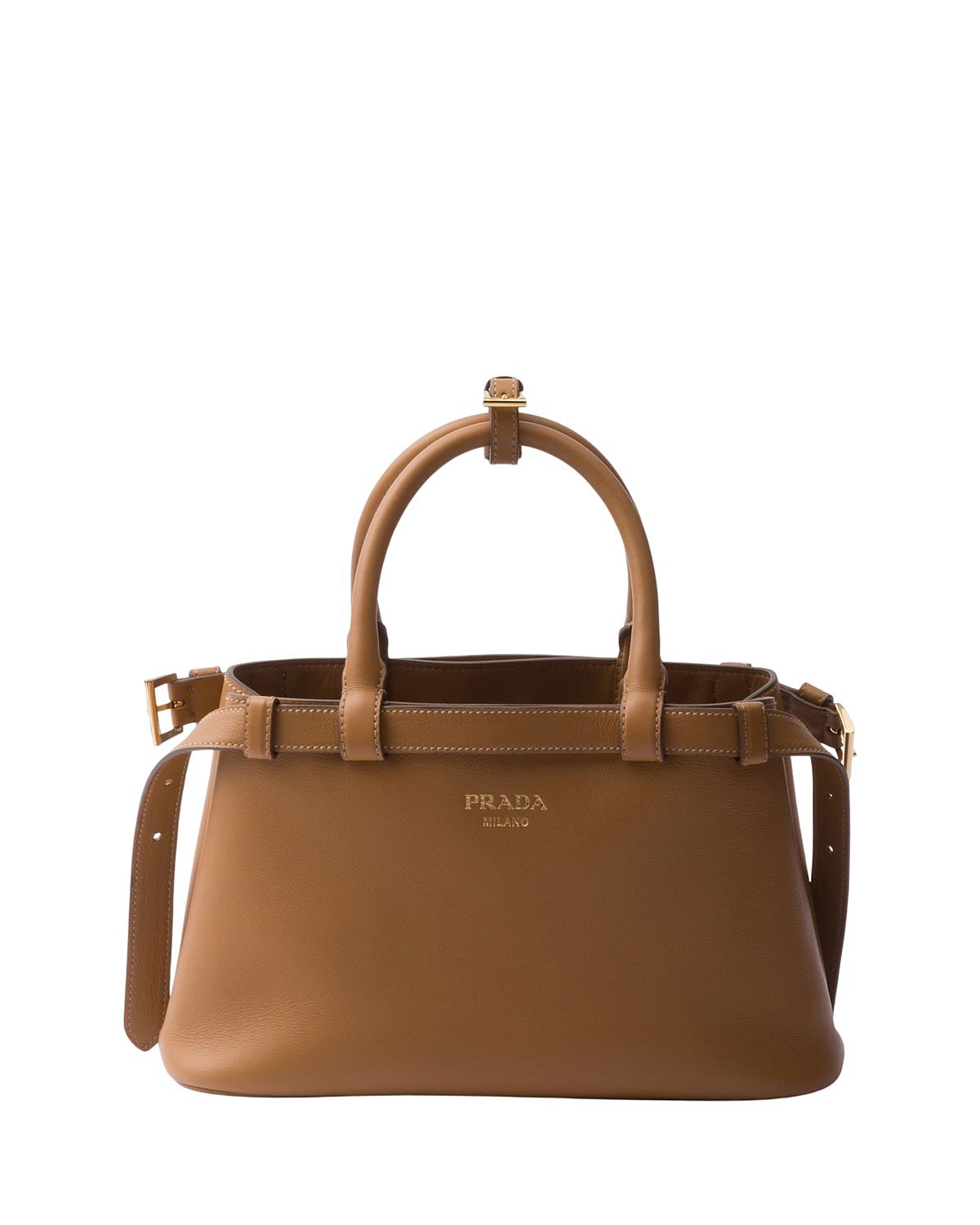 Prada Buckle Small Leather Handbag with Double Belt