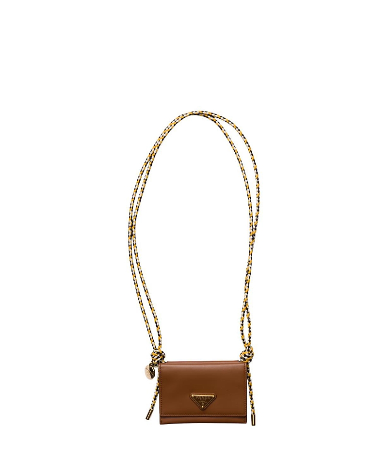 Prada Card Holder With Leather Shoulder Strap
