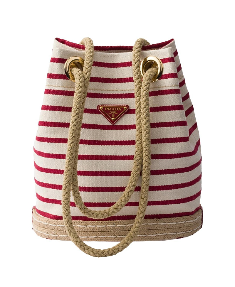Prada Small Striped Bucket Bag