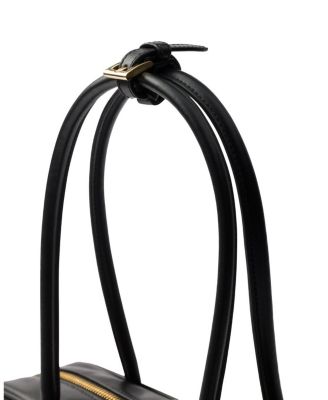 Re-Nylon and Leather Small Top-Handle Bag with Padlock