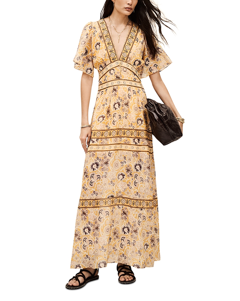 BA&SH BA & SH ALIA PRINTED OPEN BACK MAXI DRESS