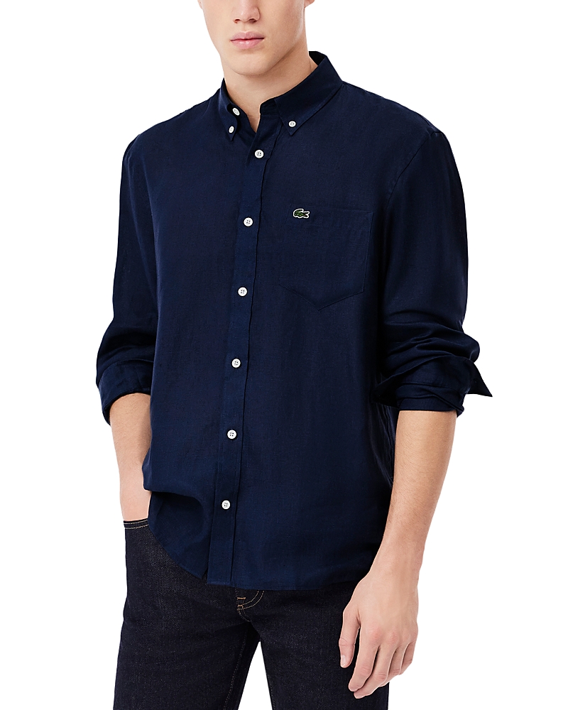 Lacoste Linen Regular Fit Button Down Shirt