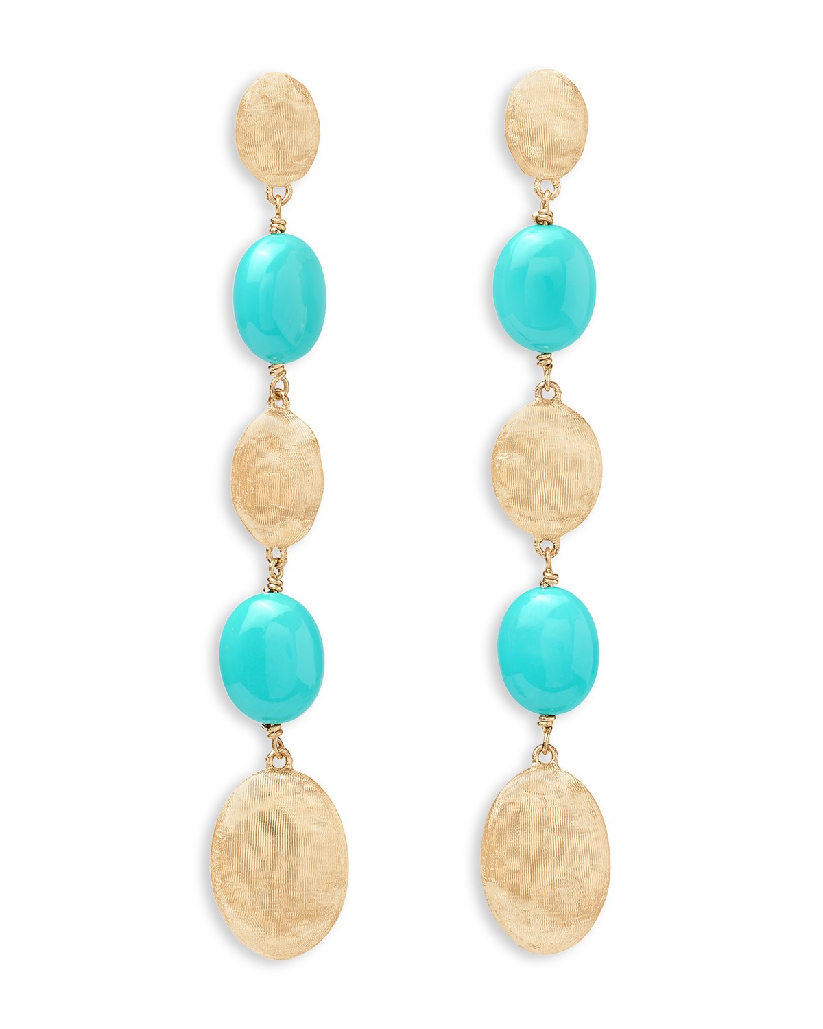 18K Yellow Gold Siviglia Turquoise Long Drop Earrings