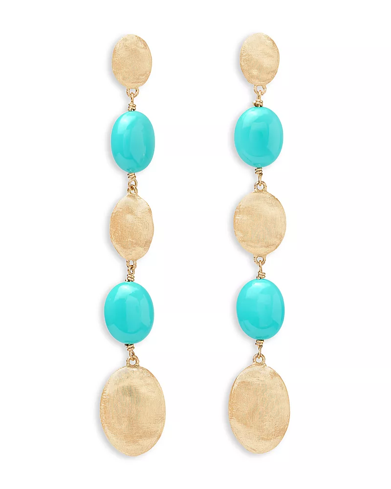 Marco Bicego 18K Yellow Gold Siviglia Turquoise Long Drop Earrings