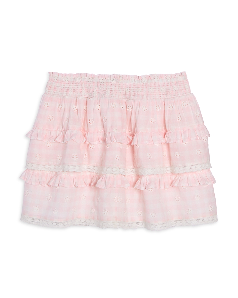 LOVESHACKFANCY LOVESHACKFANCY GIRLS' BILLIE CHERRY EMBROIDERED TIERED SKIRT - BIG KID