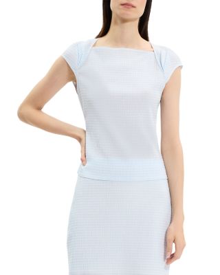 Theory - Draped Cap Sleeve Crinkle Top