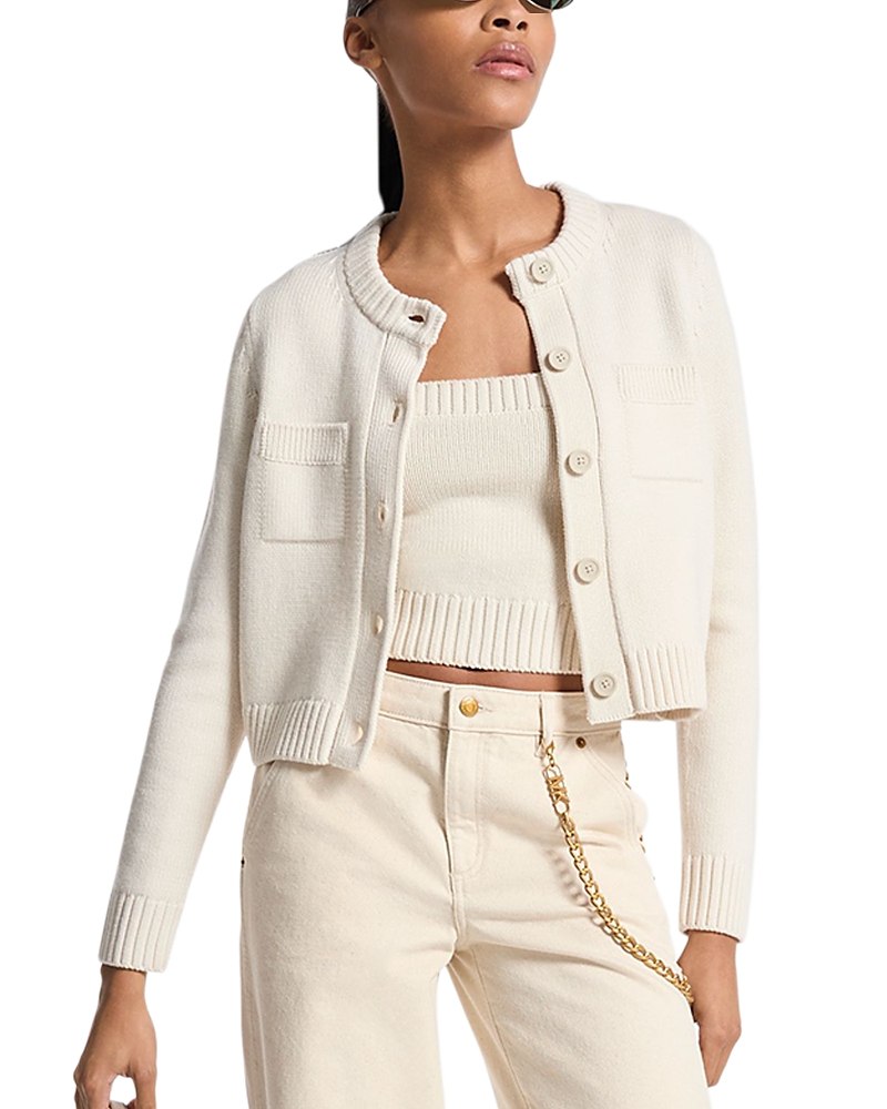 MICHAEL KORS MERINO WOOL BUTTON DOWN CARDIGAN