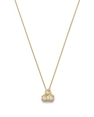 Bloomingdale's Fine Collection - Diamond Honeycomb Bezel Pendant Necklace in 14K Yellow Gold, 0.5 tcw