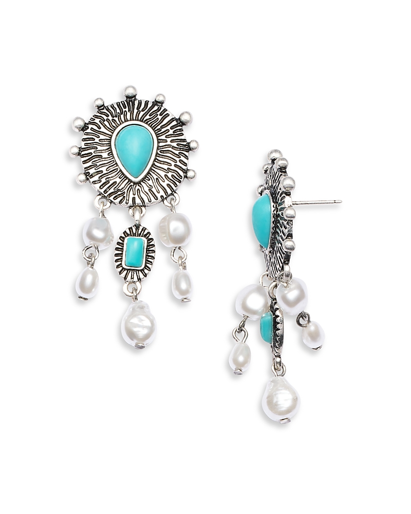 Aqua X Ava Phillippe Mixed Stone Drop Earrings - Exclusive In Metallic