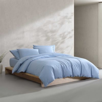 Washed Percale Cotton 3 Piece Duvet Cover Set, King