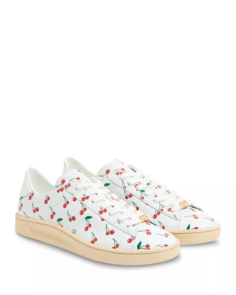 Valentino Garavani Men's Leather Printed Lace Up Sneakers
