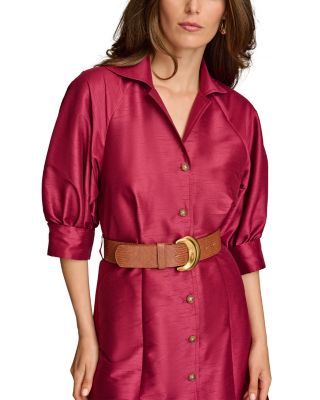 Dupioni Belted Shirt Dress
