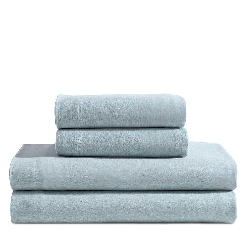 Calvin Klein Modern Melange Jersey Sheet Set, Twin Xl In Aqua Blue
