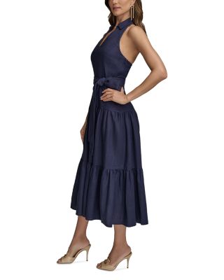 Linen Blend Halter A Line Dress