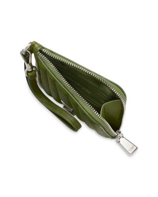 Deco Quilted Leather Coin Card Case Wristlet