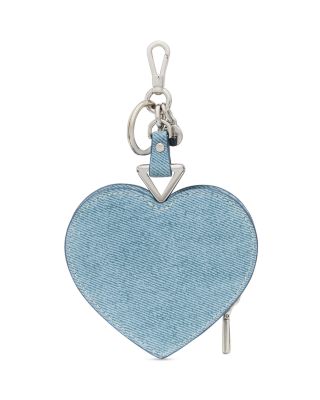 Liv Denim Print Suede Heart Coin Purse Bag Charm