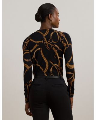 Belting Print Cotton Blend Sweater