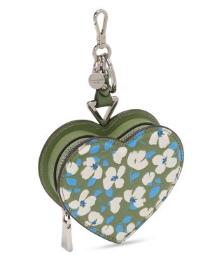 Liv Painterly Bouquet Embossed Leather Heart Coin Purse Bag Charm