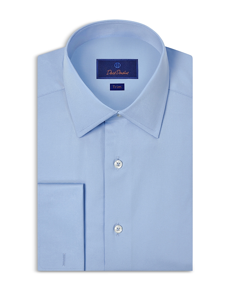 David Donahue Trim Fit Broadcloth French Cuff Dress Shirt