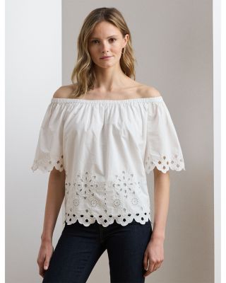 Eyelet Cotton Off The Shoulder Blouse