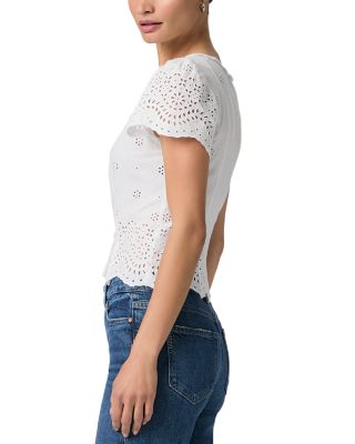 Quinta Eyelet Button Front Blouse