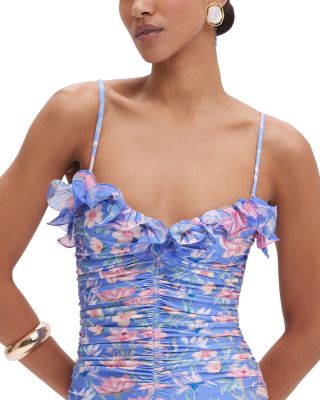 Blue Amaryllis Flutter One Piece Swimsuit
