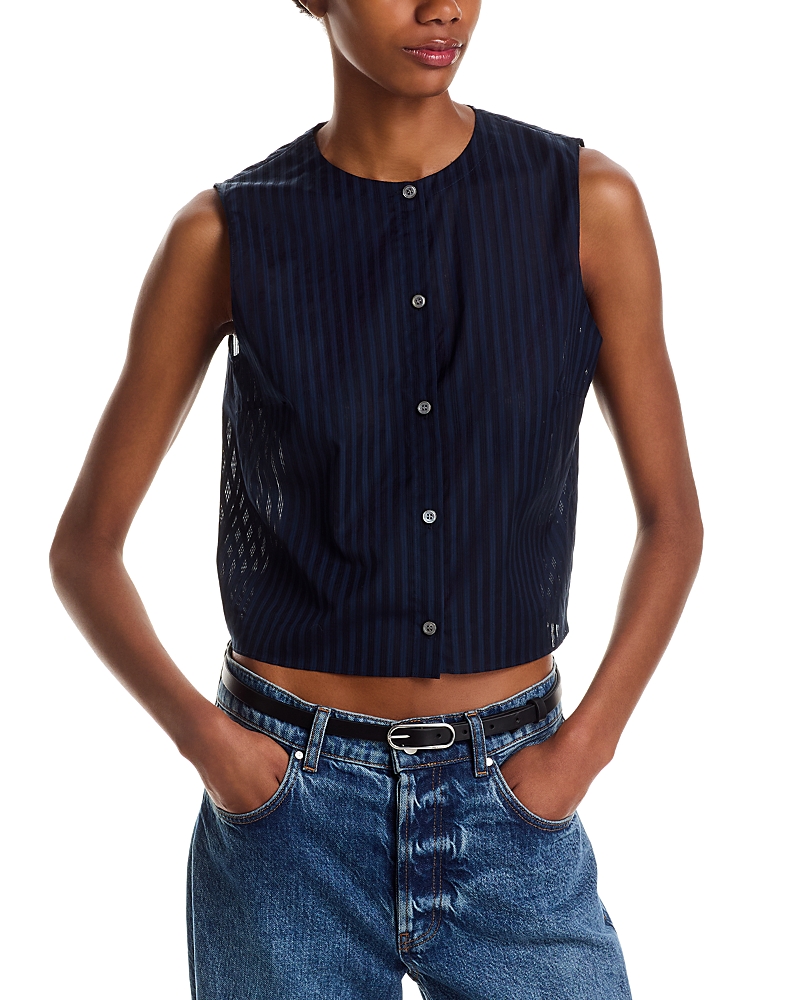 Theory Sleeveless Button Down Shell Nocturne Navy
