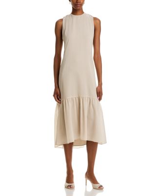 Tie Neck Tiered Midi Dress