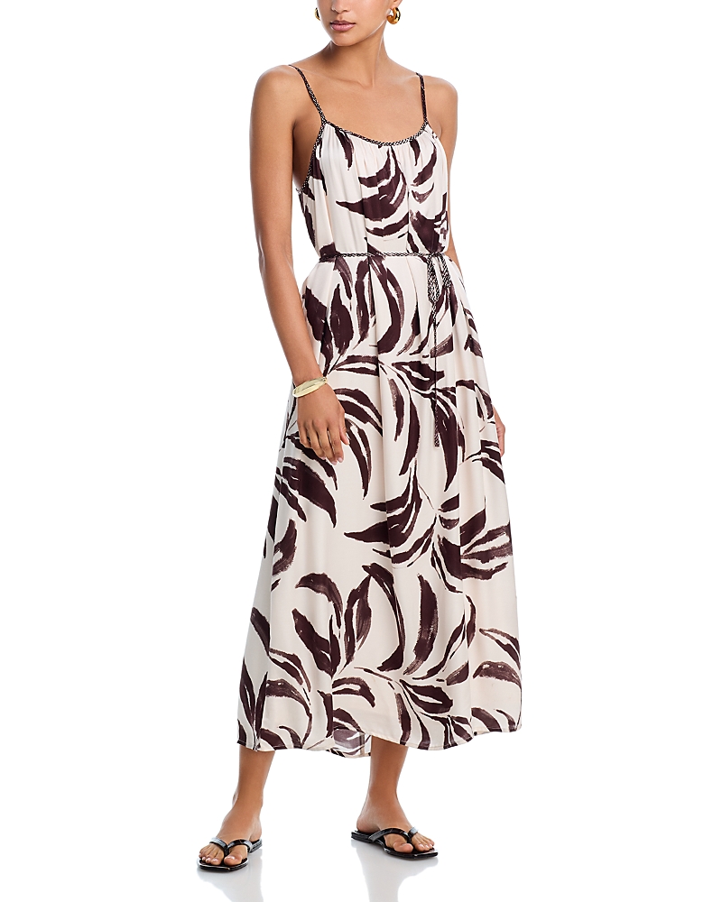 Bella Dahl Print Tie Waist Sleeveless Maxi Dress In Neutral