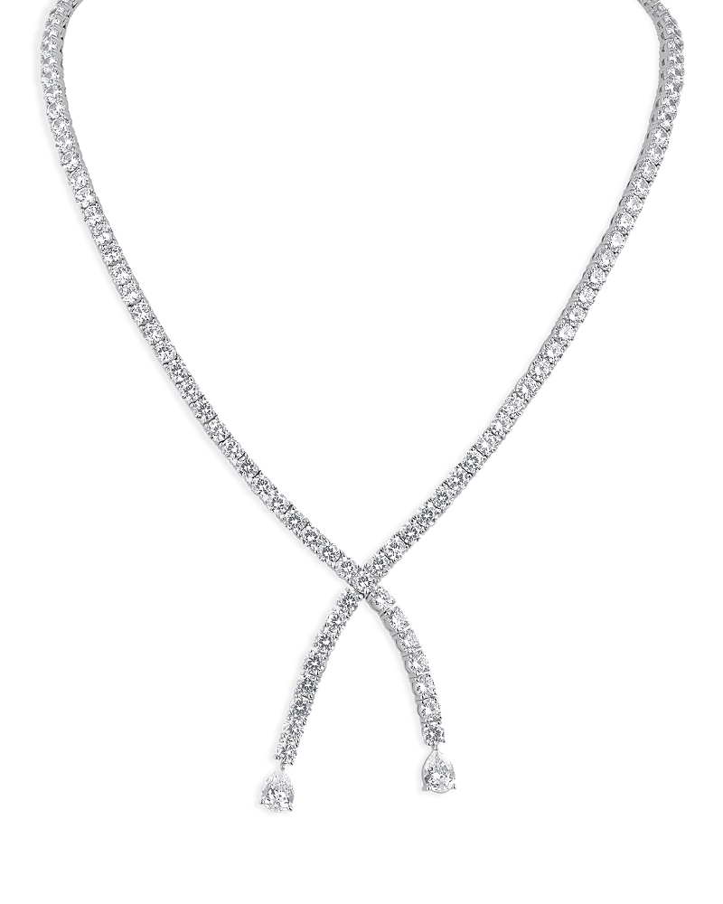Kenneth Jay Lane Cubic Zirconia Crossover Necklace, 16 In Metallic